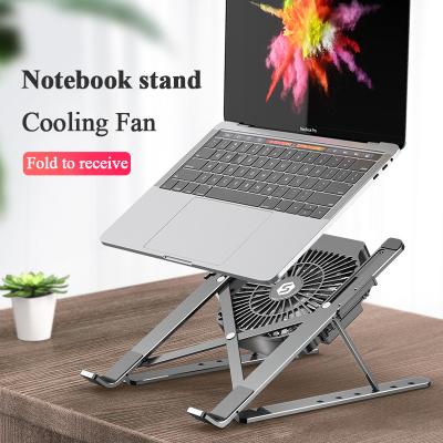 China Adjustable Laptop Stand (Height) with Fan Portable Foldable MacBook Stand Aluminum Alloy Adjustable Notebook Stand for 13-17inch Laptop for sale