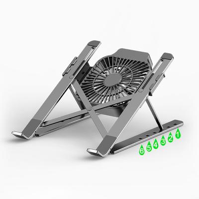 China (Size)Adjustable Foldable Laptop Tablet Stand with Fan Heat Dissipation for Desktop MacBook Air Pro Stand Notebook HP DELL Cooler Stand for sale