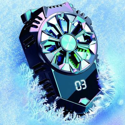 China Multifunctional Portable Adjustable Fan Game Grip Phone Holder Mobile Phone Radiator Mobile Phone Cooler with LCD Display for sale