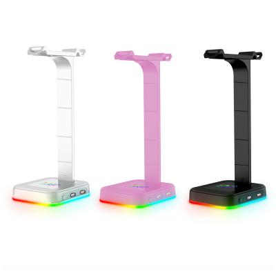 China Cheap 2 USB Port Hook Stand RGB Backlight Gaming Earphone Display Stand Headphone Earphones for sale