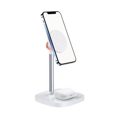 China 15w Adjustable 2 in 1 Charging Station Magnetic Wireless Charger for Iphone 12 Airpods for sale