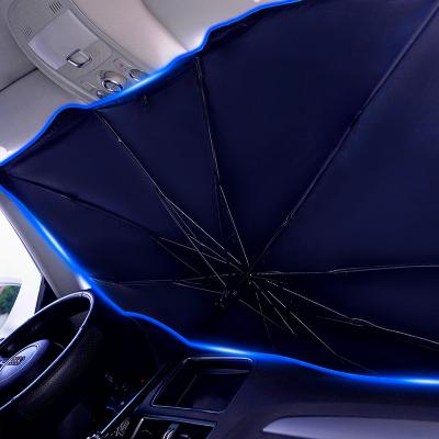 China Lowering Multifunctional Car Windshield Sunshade Umbrella 2020 New Car Interior Temperatures Design With Emergency Hammer for sale