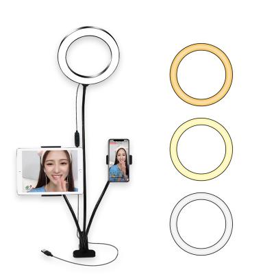 China Adjustable Shine 8 Inch 3 In 1 Led Selfie Ring Fill Light With Portable Tripod Stand Phone iPad Holder For Live Stream Makeup Youtube for sale