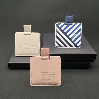 China Minimalist traveling and shopping, convenient to carry, small square handheld mirror leather for sale