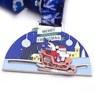 China High Quality Europe Sports Finisher Holiday Award Running Christmas Metal Medal for sale