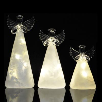 China Decoration & 2021 Hot Sales Gift Hand Blown LED Light For Christmas Decoration Crystal Glass Beauty Angel With Wings for sale