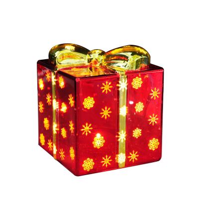 China Wholesale Handmade Battery Operated Red Decorative Glass Christmas Gift Boxes With Led Light for sale