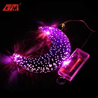 China Christmas Home Decoration And Gifts Led Lighted Half Moon Purple Glass Hanging Decoration for sale