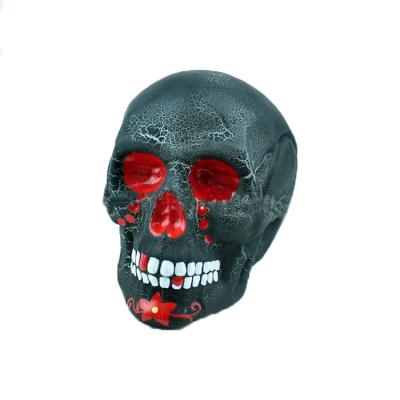 China Gray LED Light Halloween Glass Props And Skull Red Ceramic Decorative Head for sale