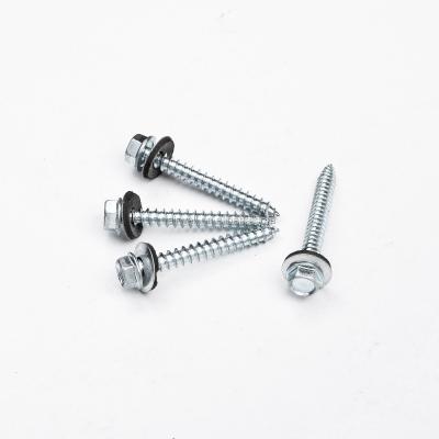 China Carbon Steel Hex Washer Head Self Tapping Screw With Rubber Gasket for sale