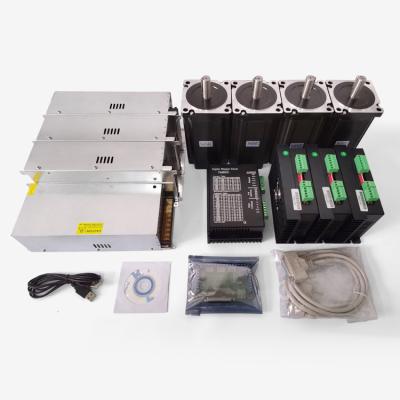 China CNC Machine NEMA 34 Stepper Motor Kit 4 Shaft 12n.m Torque NEMA 34 Stepper Motor And Driver Power Supply Control Board cnc high for sale