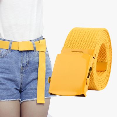 China Promotion unisex woven pants belt buckle students casual canvas belt smooth youth for sale