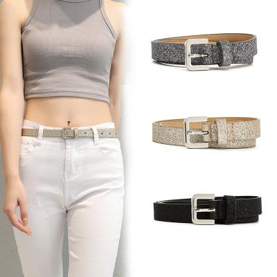 China Bungee Fluorescent Shiny Decoration Hop Hip Belt Promotion Ladies Jeans Belt European Bling Casual Women for sale