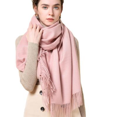 China Daily Life SKY Solid Color Cashmere Scarf Women Winter Warm Tassel Shawl for sale