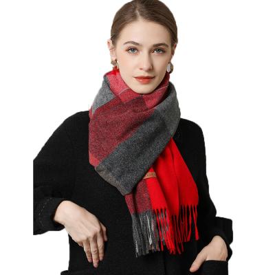 China Winter warm scarf women's daily life woolen shawl thickened cashmere plaid long scarf for sale