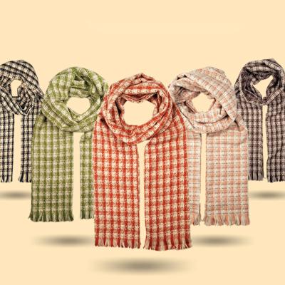 China Retro Promotion Plaid Scarf Women Artificial Cashmere Shawl Short Tassels Wholesale for sale