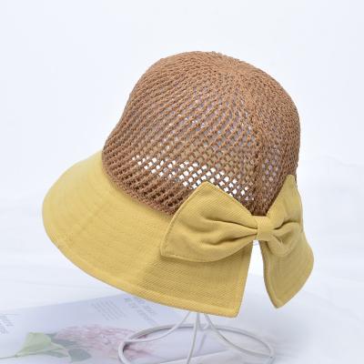 China 2022 Female Fisherman Hat Hollow Sunscreen Hat Striped Outdoor Sun Hat for sale