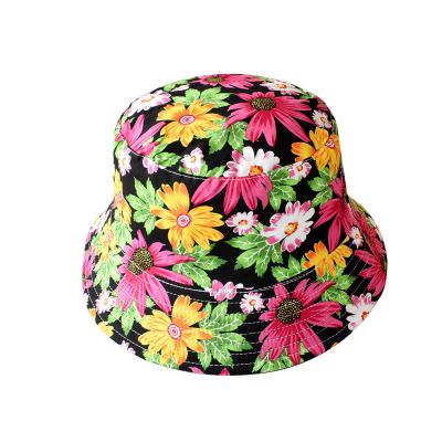 China Casual Retro Printing Flower Hat Fruit Pattern Multicolor Double-Sided Sunscreen Hat for sale