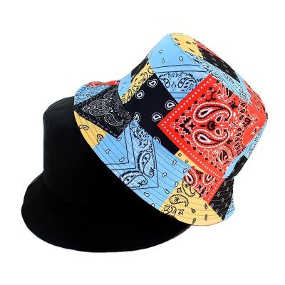 China Casual Fashion Paisley Printed Foldable Basin Hat Double Sided Personalized Sun Hat for sale