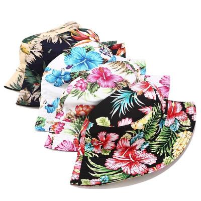 China Hot Mockup Ladies Bucket Hat Anti UV Image Small Sun Hat Floral Double Sided Fisherman Hat for sale