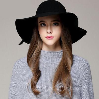 China Wool Hat Ladies' Fashions Items Large Soft Brim Women's Wool Hat for sale