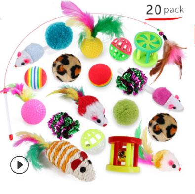 China Pet cat toy set cat toy cuddle cat, sisal mouse, bell and ball cat viable set of 20 sets for sale