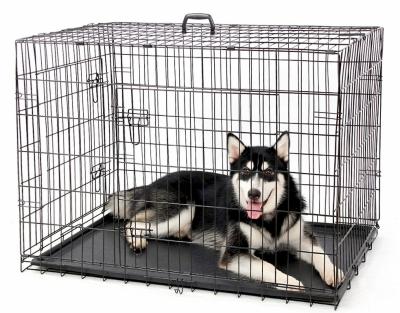 China Breathable Wholesale Black Dog Crate Durable Large Metal Outdoor Folding Dog Cage for sale