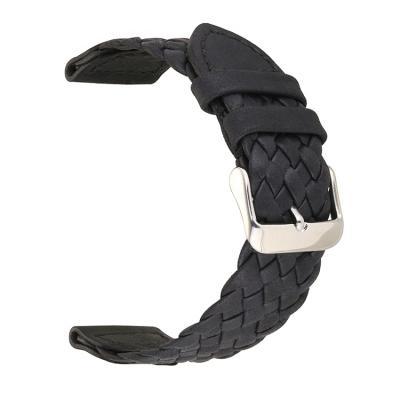 China Fanshion 20mm 22mm Good Quality Handmade Braided Leather Watch Band Strap Black Brown for sale