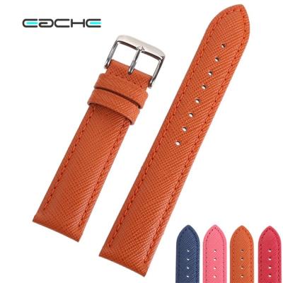 China Special Pattern Leather High Quality Classic Design EACHE Saffiano Genuine Leather Watch Straps for sale