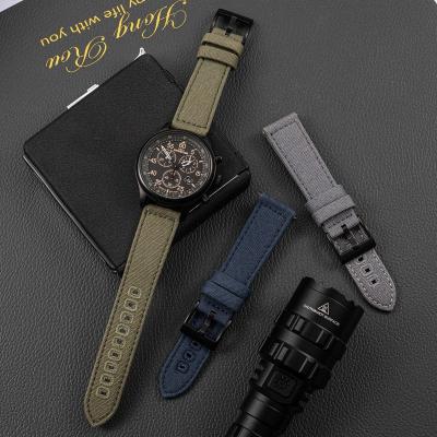 China Replacement Design Classic English Dot Unique Running Goods Canvas Leather Watch Straps For Men for sale