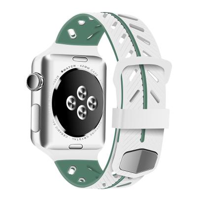 China EACHE Gelang Adjustable High Quality Sports Jam Dual Color Silicone Strap For Apple Watch for sale