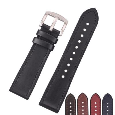 China Fanshion EACHE High Quality 20mm 22mm Brown Blue Red 24mm Black Genuine Leather Rubber Watchband For Man In Stock for sale