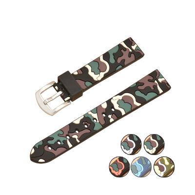 China EACHE 18mm 20mm 22mm 24mm Silicone Rubber Leather High Quality Watch Band In Camouflage Running Silicone Watch Band for sale