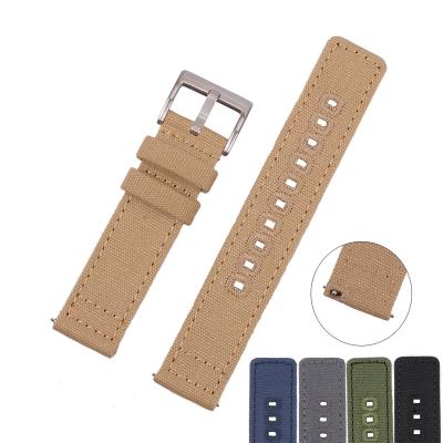 China EACHE Fashion Watch Strap Quick Return Spring Bar Canvas Watch Strap 20mm Gray Khaki Green Blue 22mm Black for sale