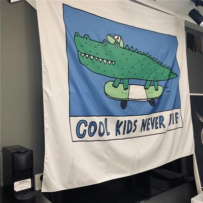 China Cool Wall Hanging Cartoon Light Tapestry Crocodile Kids Never Die Curtain Gift Background Wall Cloth for sale