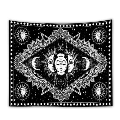 China Sun And Moon Tapestry Wall Hanging Decoration Black Light Home Mountain Mandala Sun Tapestry for sale