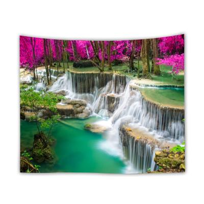 China Forest Waterfall Landscape Tapestry Wall Lightweight Tapestry Yoga Mat Hanging Table Cloth Ceiling Beach Towel Blanket Tapestry for sale