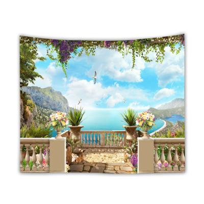 China Light Beach Outside Ocean Printed Art Wall Cloth Carpet Tapestry Large Door Tapestry Hippy Wall Hanging Landscape for sale