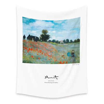 China Minimalist Ocean Landscape Tapestry Monet Scenic Painting Landscape Wall Cloth Rug Blanket Spring Flower Tapestries for sale