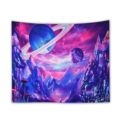 China Colorful Plant Wall Tapestry Celestial Galaxy Space Starry Sky Mushroom Tapestry Minimalist Psychedelic Castle Wall Hanging for sale