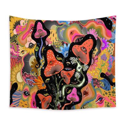 China Psychedelic Tapestry Flower Mushroom Tapestry Wall Hanging Tablecloth Light Colorful Home Decorative Ceiling Blanket for sale