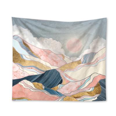 China Mountain Sun Tapiz Psychedelic Wall Cloth Bohemian Mandala Tapestry Light Nordic Pink Hippie Wall Hanging Tapestry for sale