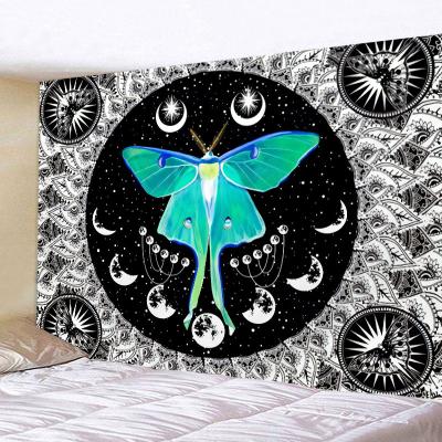 China Light Hippie Psychedelic Wall Hanging Art Wall Cloth Mandala Moon Phase Butterfly Tapestry Sun Moon Tapestries for sale