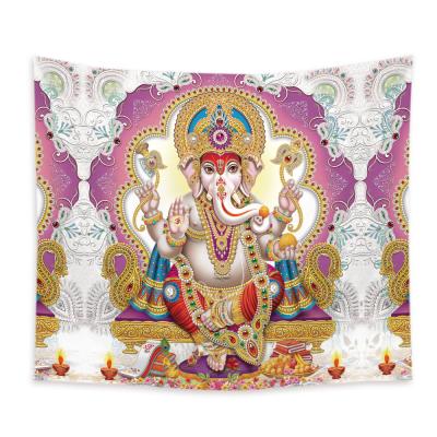 China Lightweight Polyester Ganesha Tapestry Asian Elephant Mandala Wall Hanging Thin Wall Cloth Art Printed Tapestries for sale