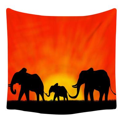 China Sunset Minimalist Tree Home Decor Polyester Tapestry Giraffe Elephant Bohemian Tapestry for sale