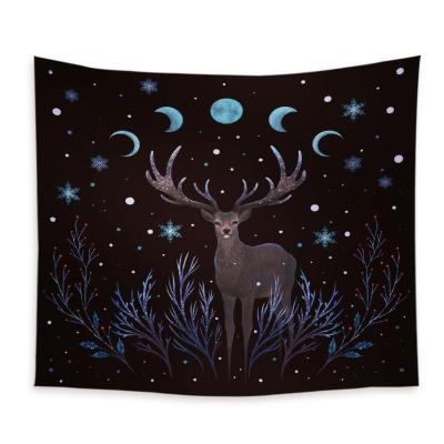 China Minimalist Animal Tapestry Moon Phase Bohemia Wall Hanging Dark Butterfly Flower Mandala Tapestry Change for sale