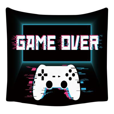 China Boy Gamer Print Gift Minimalist Explosion Patterns Game Console Grip Neon Light Wall Hanging Beach Towel Psychedelic Tapestry for sale