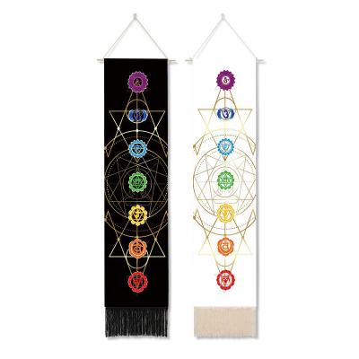 China The 7 Chakras Wall Hanging Minimalist Psychedelic Religious Tapestries Long Black Geometric Chakra Tapestry for sale