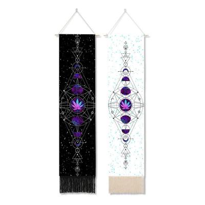 China Minimalist Moon Phase Wall Hanging Tapestry with Tassel Wall Hanging Decoration Black Sun and Moon Tapestry for sale