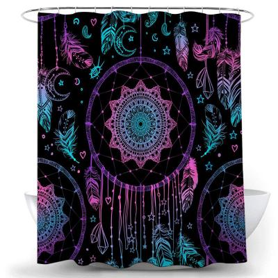 China Dreamcatcher Bohemian Waterproof Bathroom Curtain Viable Bath Screen With Hooks Mandala Shower Curtain for sale